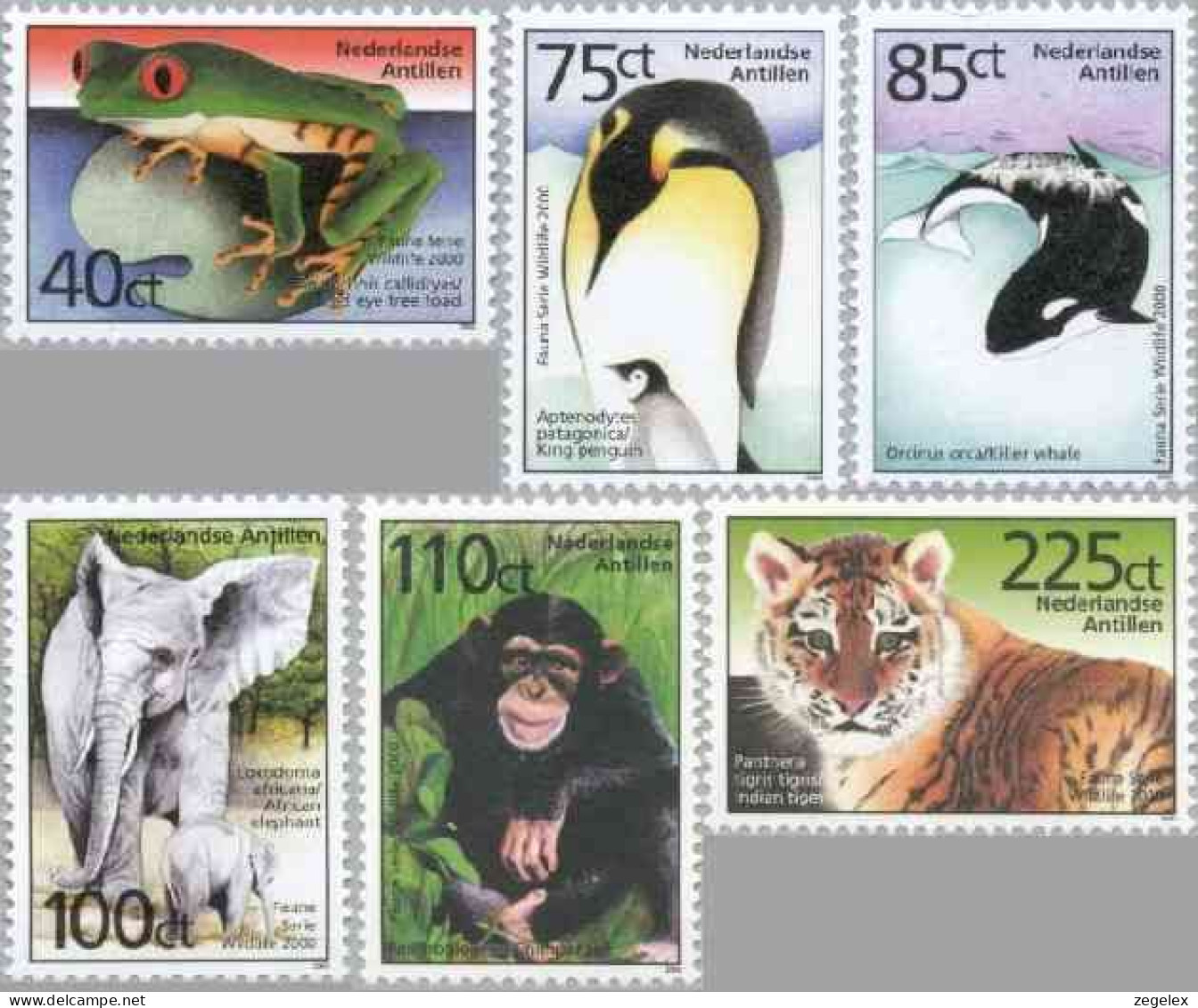 Ned Antillen 2000 Fauna - Frog, Bird, Elephant, Monkey, Tiger, Orca NVPH 1308, MNH** Postfris - Curaçao, Nederlandse Antillen, Aruba