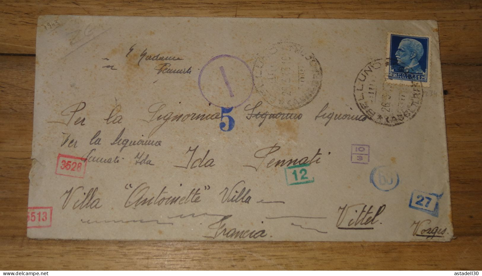 Enveloppe ITALIA, Belluno, Censure - 1943  ......... Boite1 ...... 240424-147 - Marcophilia