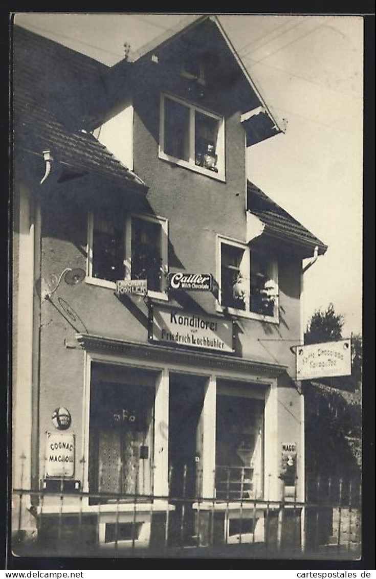 Foto-AK Bad Dürrheim, Konditorei V. Friedrich Lochbühler, Emailleschilder  - Bad Duerrheim