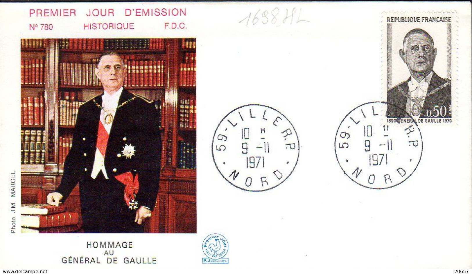 France 1698HL Fdc Hommage Au Général De Gaulle - De Gaulle (Generaal)