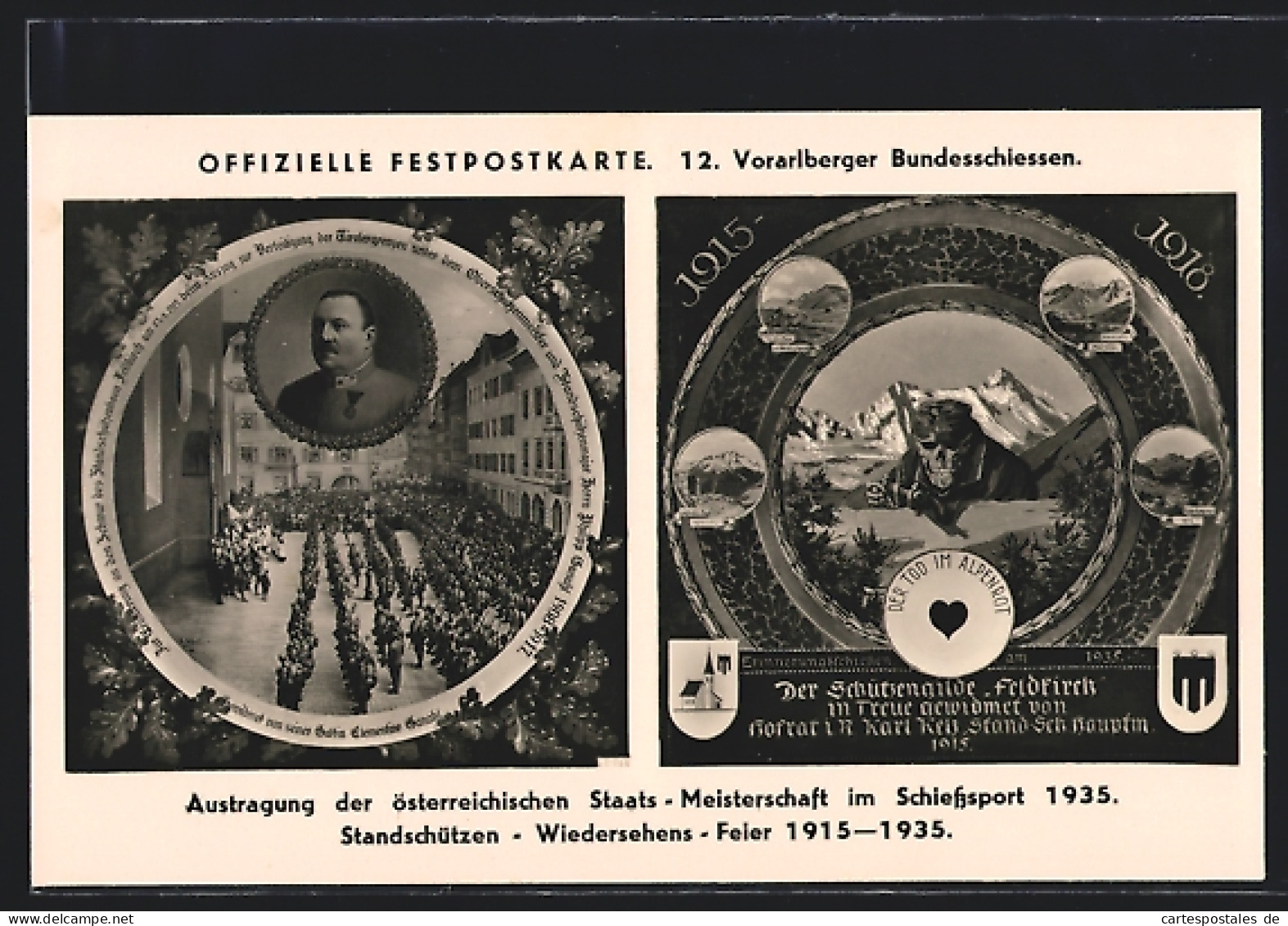 AK Feldkirch, 12. Vorarlberger Bundesschiessen 1935, Der Tod Im Alpenrot  - Autres & Non Classés