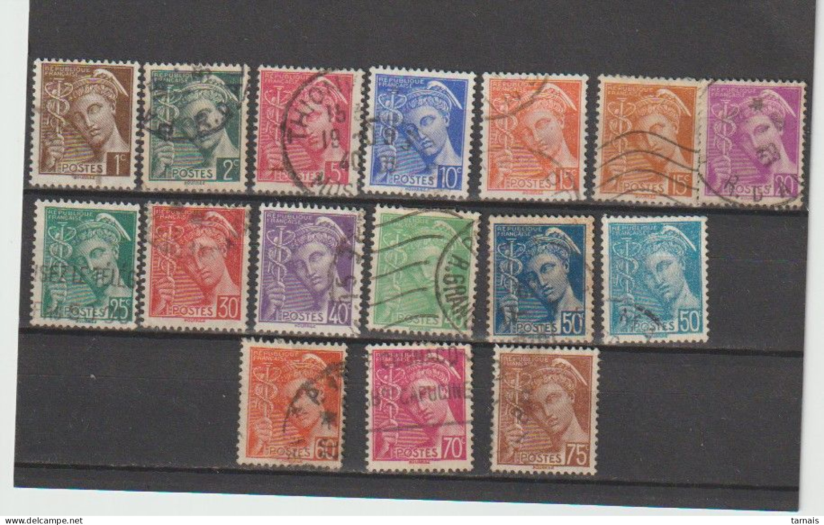 1938  N°404 à 416A  Série Mercure Oblitérés (lot 25) - Usados