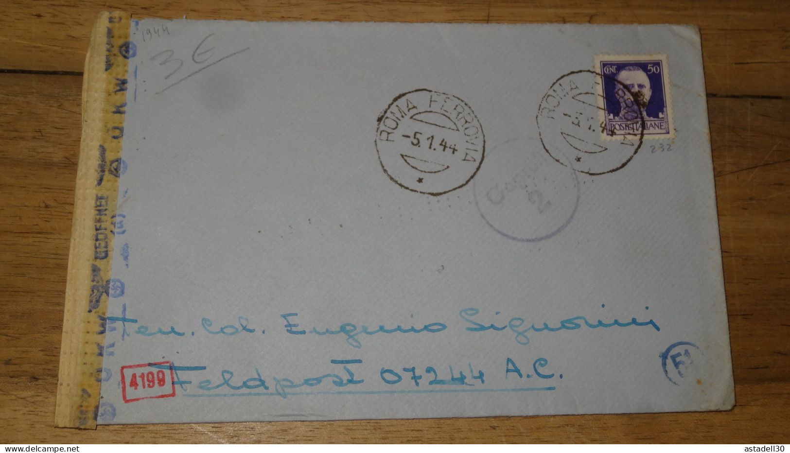 Enveloppe ITALIA, Roma Ferrovia , Censure - 1944  ......... Boite1 ...... 240424-148 - Poststempel