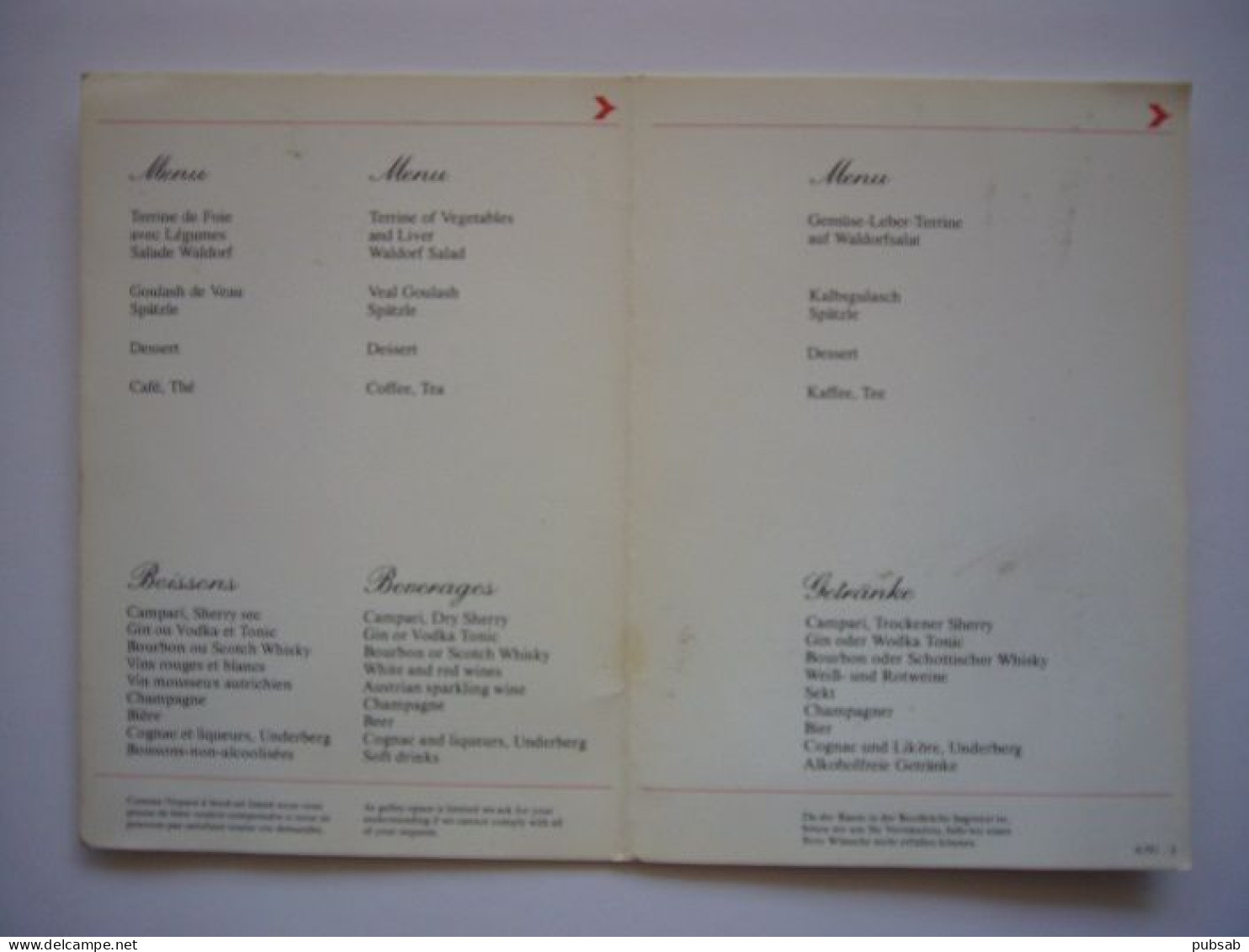 Avion / Airplane / AUSTRIAN AIRLINES / Business Class Menu & Wine List / Size : 10,5X15cm - 1946-....: Moderne