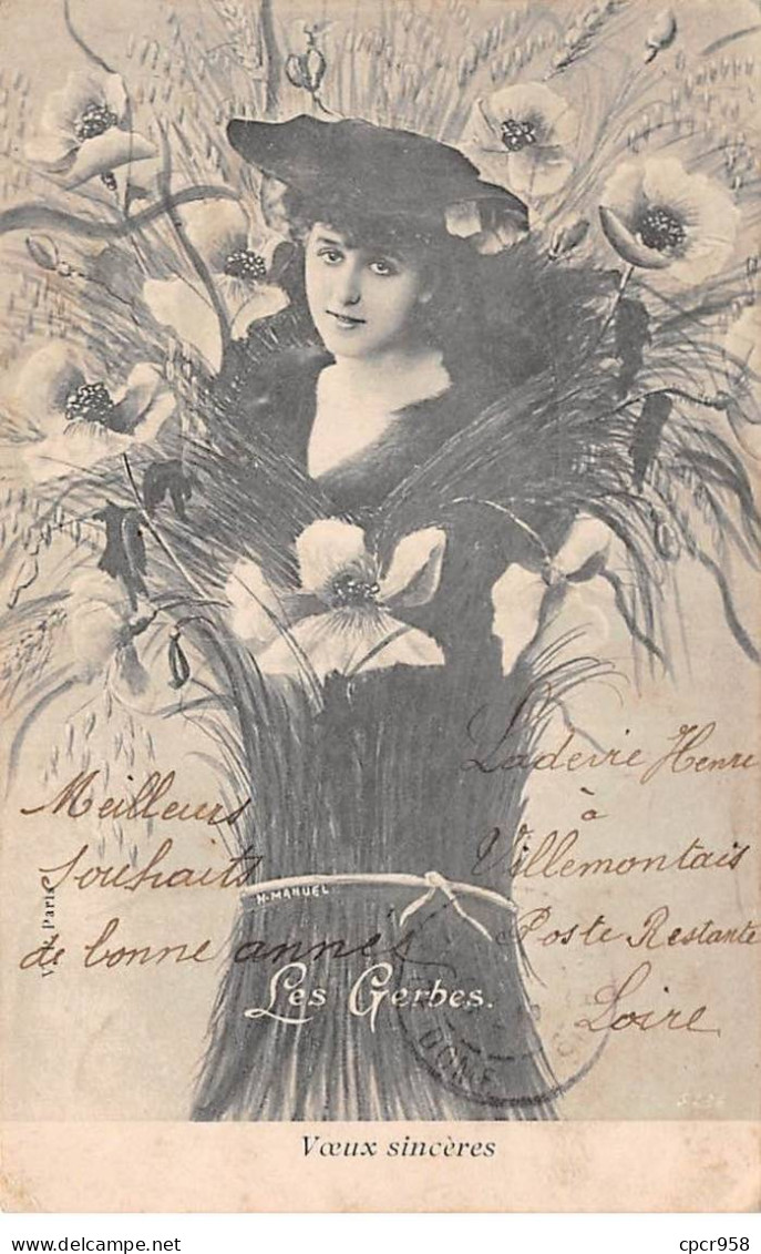 Fantaisie - N°91191 - Voeux Sincères - Les Gerbes - Femme Au Milieu De Gerbes De Blé Et De Coquelicots - Femmes
