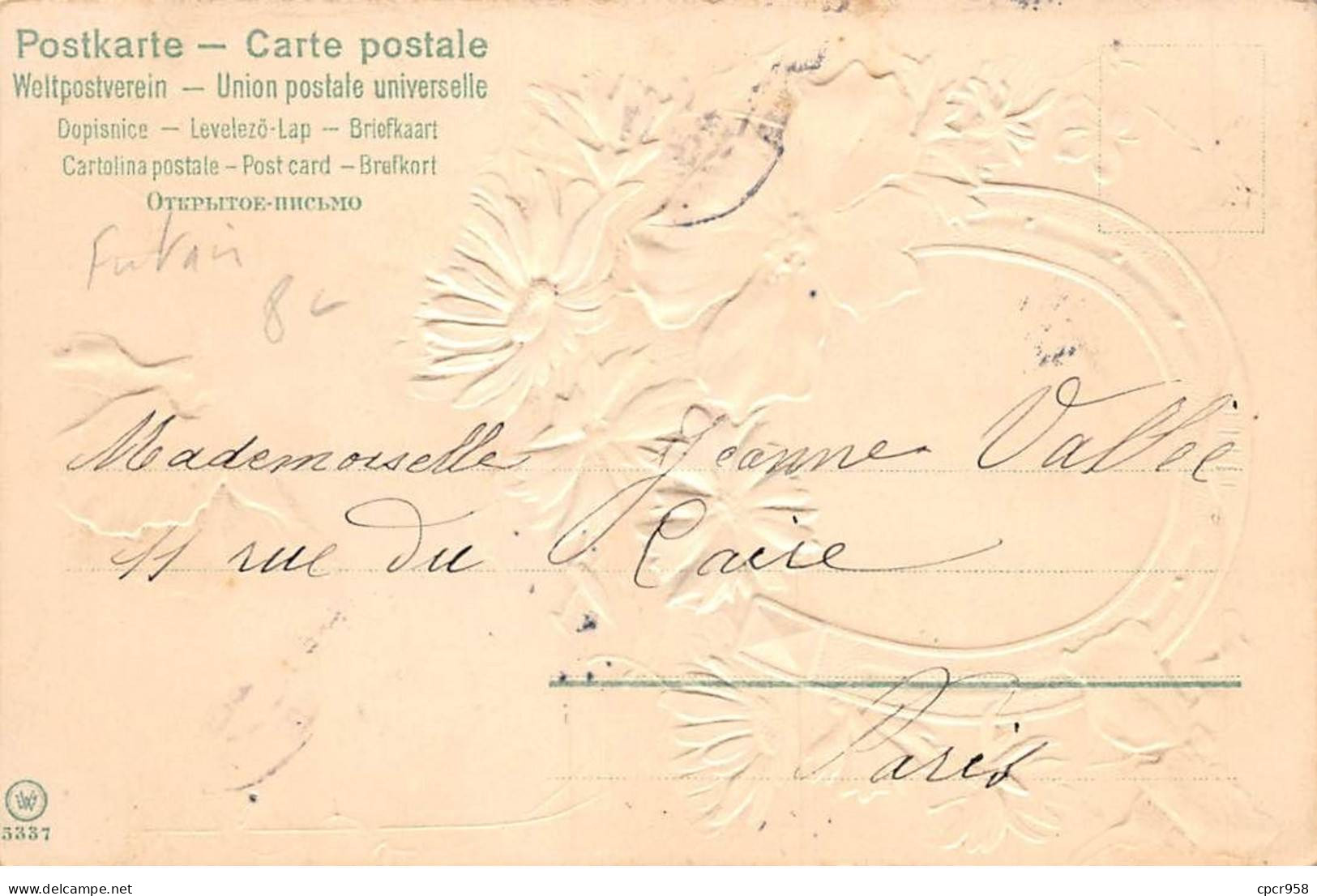 Fantaisie - N°91192 - Jeune Fille Au Milieu D'un Fer à Cheval, Entourée De Coquelicots, Chardons ... - Carte Gaufrée - Autres & Non Classés