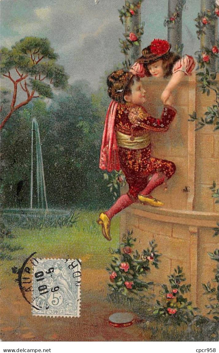 Fantaisie - N°91186 - Garçon Grimpant à Un Balcon Pour Embrasser Une Jeune Fille - Autres & Non Classés