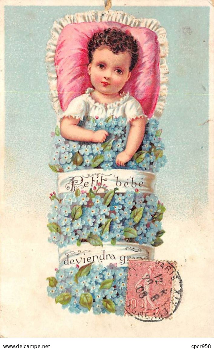 Fantaisie - N°91170 - Petit Bébé Deviendra Grand - Bébé Dans Un Nid D'ange De Myosotis - Carte Vendue En L'état - Bébés