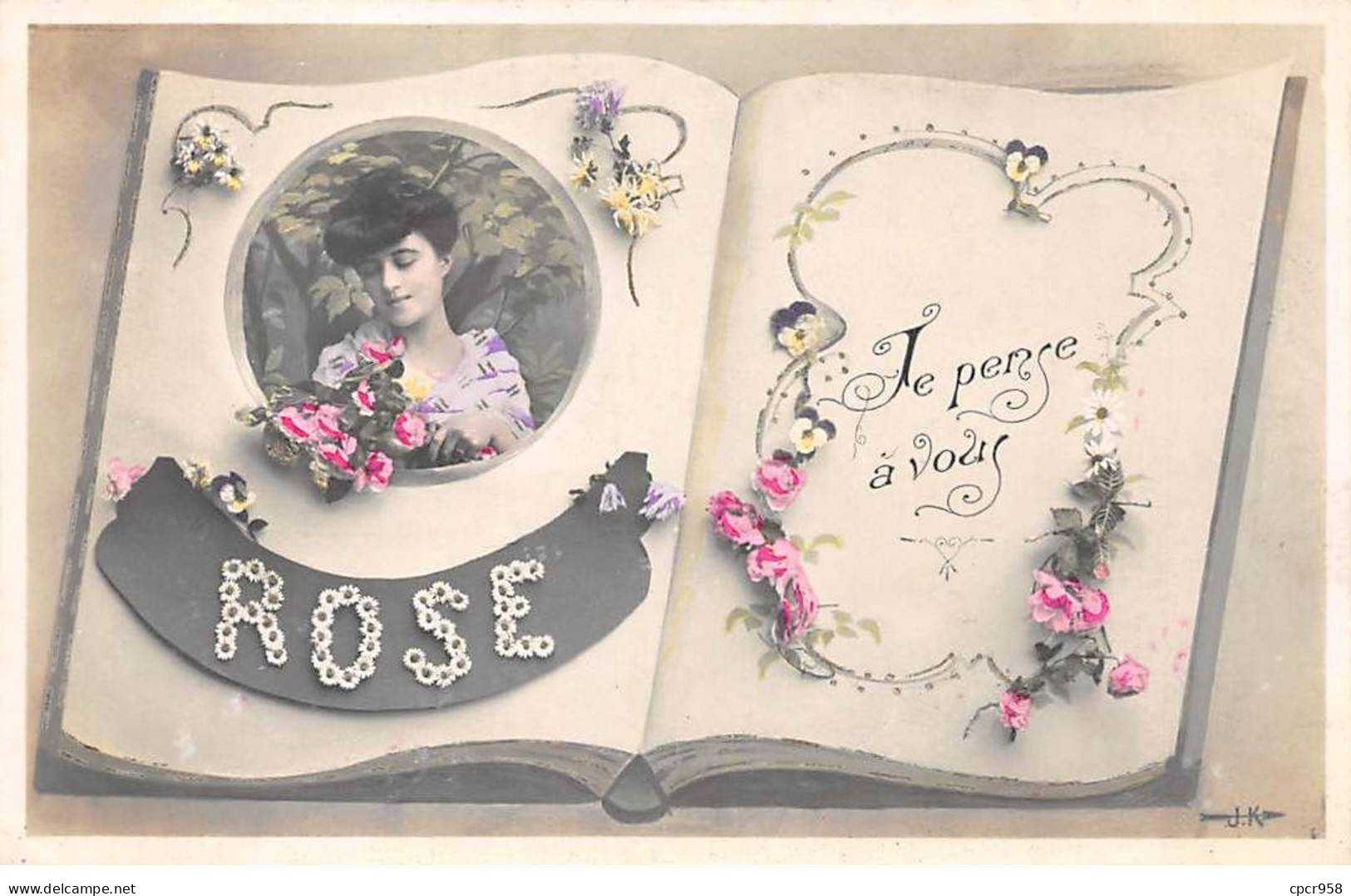 Prénom - N°90969 - Rose - Je Pense à Vous - Portrait D'une Femme Dans Un Médaillon - Nomi