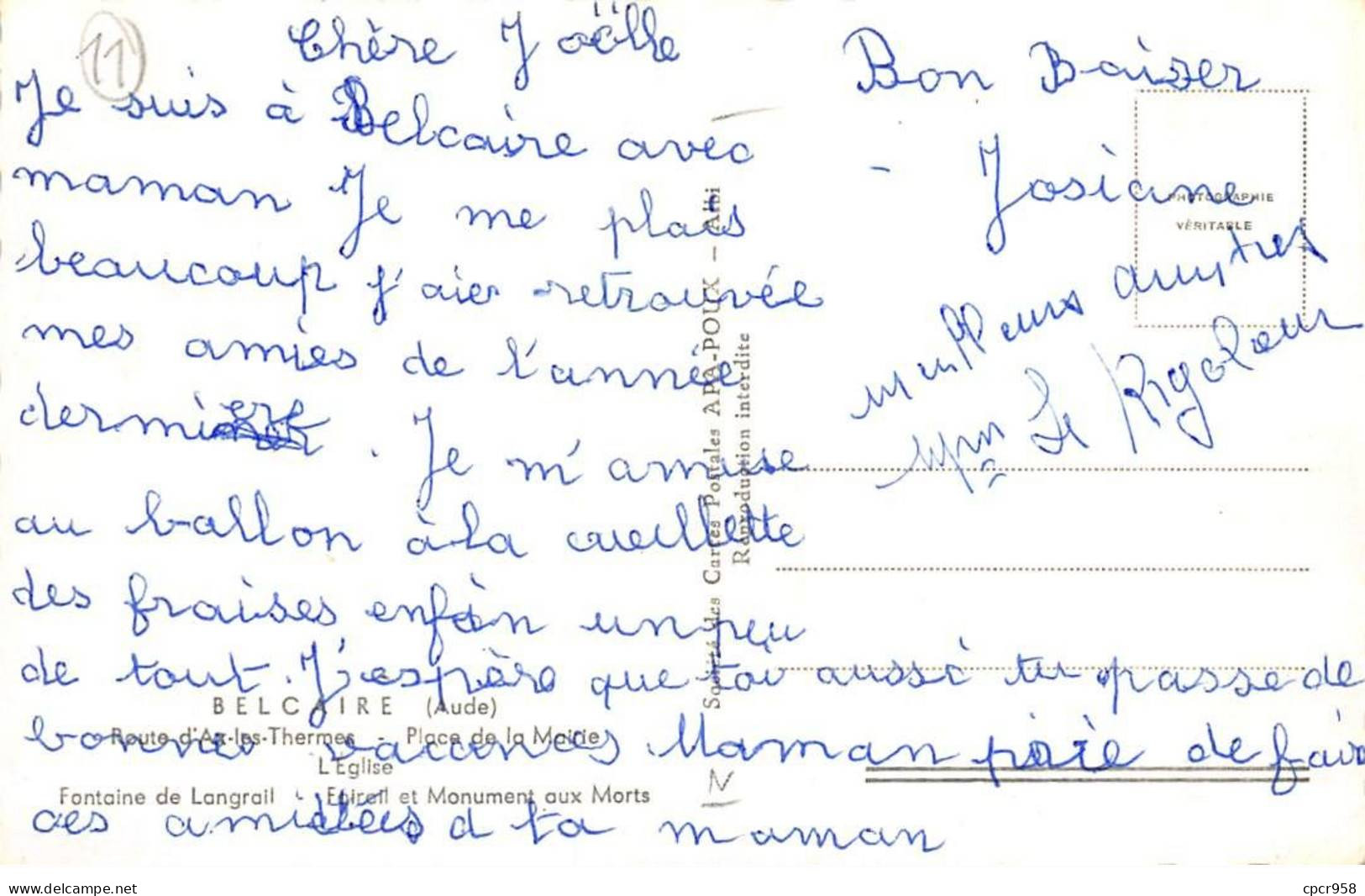 11. San67897. Belcaire. Route D'ax Les Thermes. Place De La Mairie. N°571. Edition APA-POUX. Cpsm 9X14 Cm. - Otros & Sin Clasificación