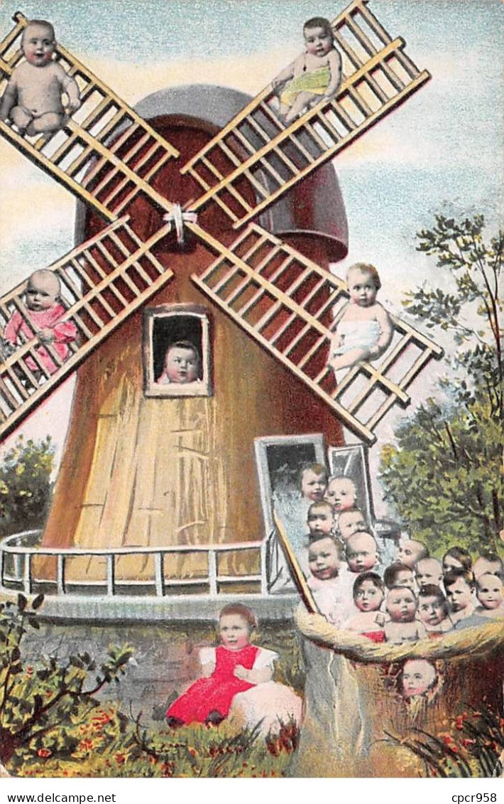 Enfant - N°90749 - Bébés Près Et Autour D'un Moulin à Vent - Gruppen Von Kindern Und Familien