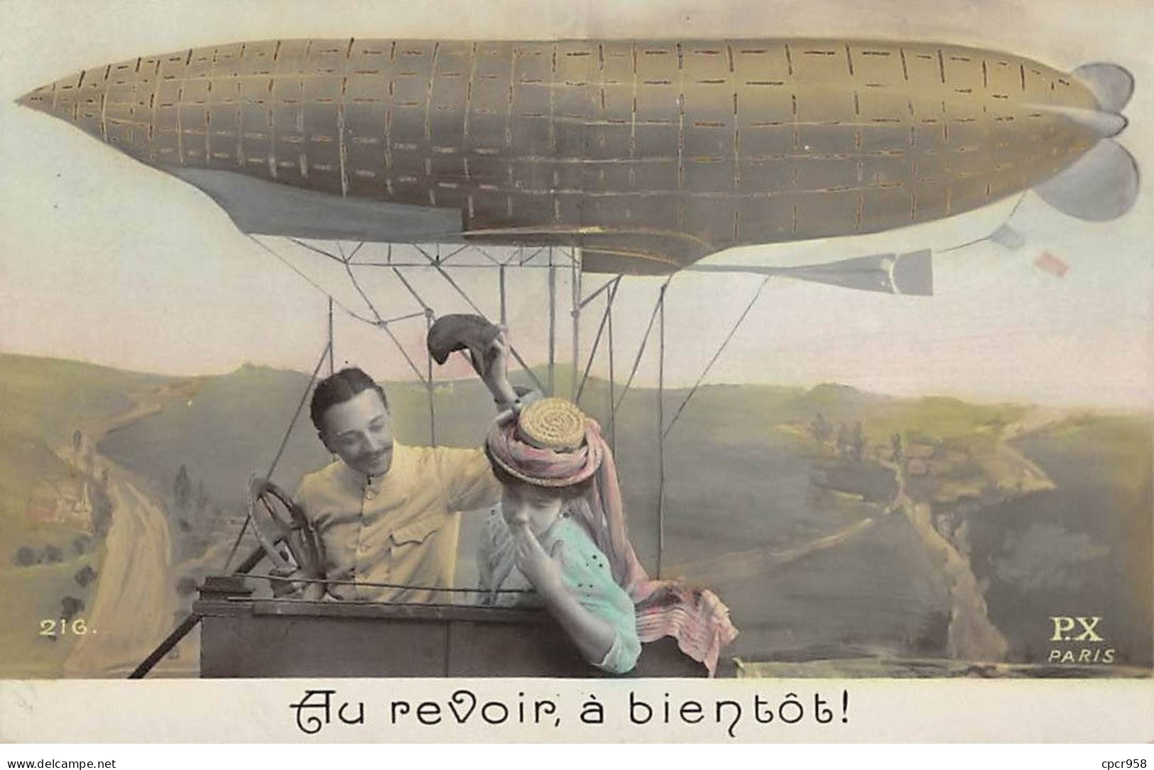 Aviation - N°90740 - Dirigeable - Au Revoir, à Bientôt - Couple Dans Une Nacelle - Airships