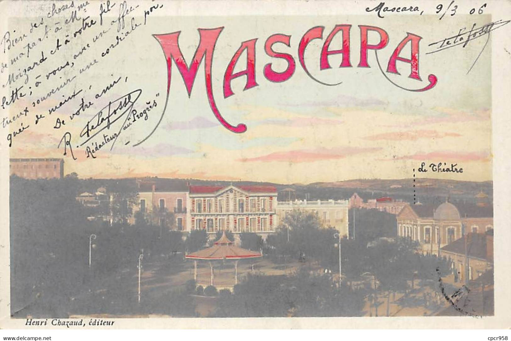 Algérie - N°90677 - MASCARA - Bâtiment Avec Un Kiosque - Sonstige & Ohne Zuordnung