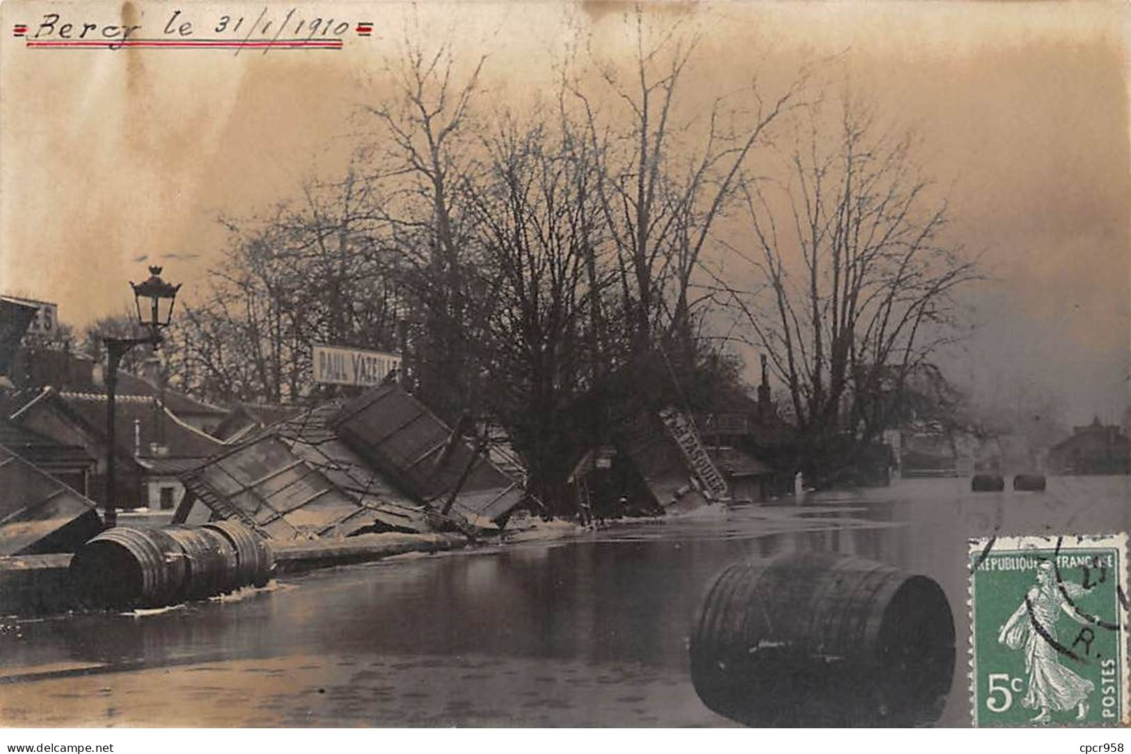 75012 - N°90533 - PARIS - Bercy - Pasquier, Paul Vazeille... - Inondations 1910 - Carte Photo - Arrondissement: 12