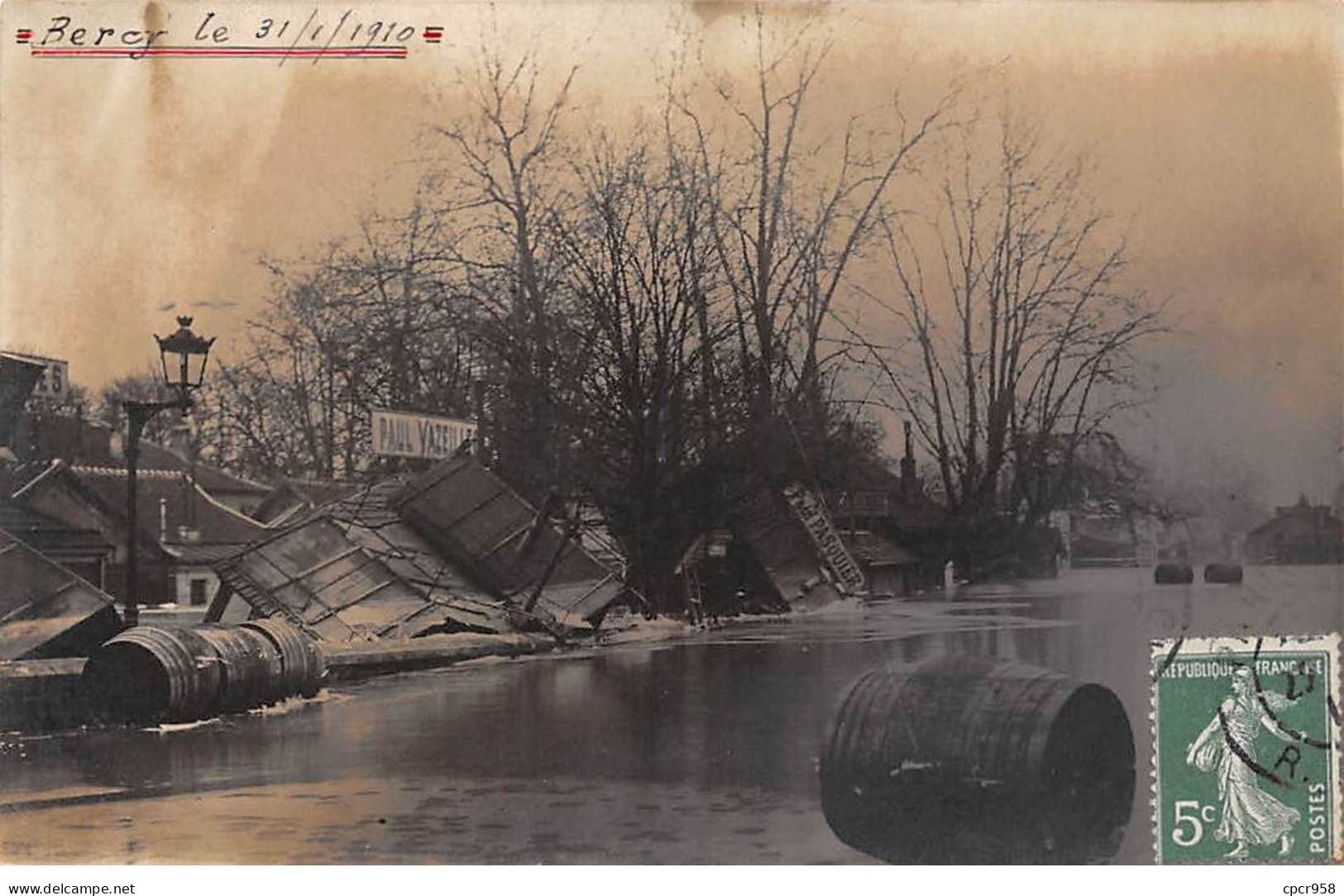 75012 - N°90533 - PARIS - Bercy - Pasquier, Paul Vazeille... - Inondations 1910 - Carte Photo - Paris (12)