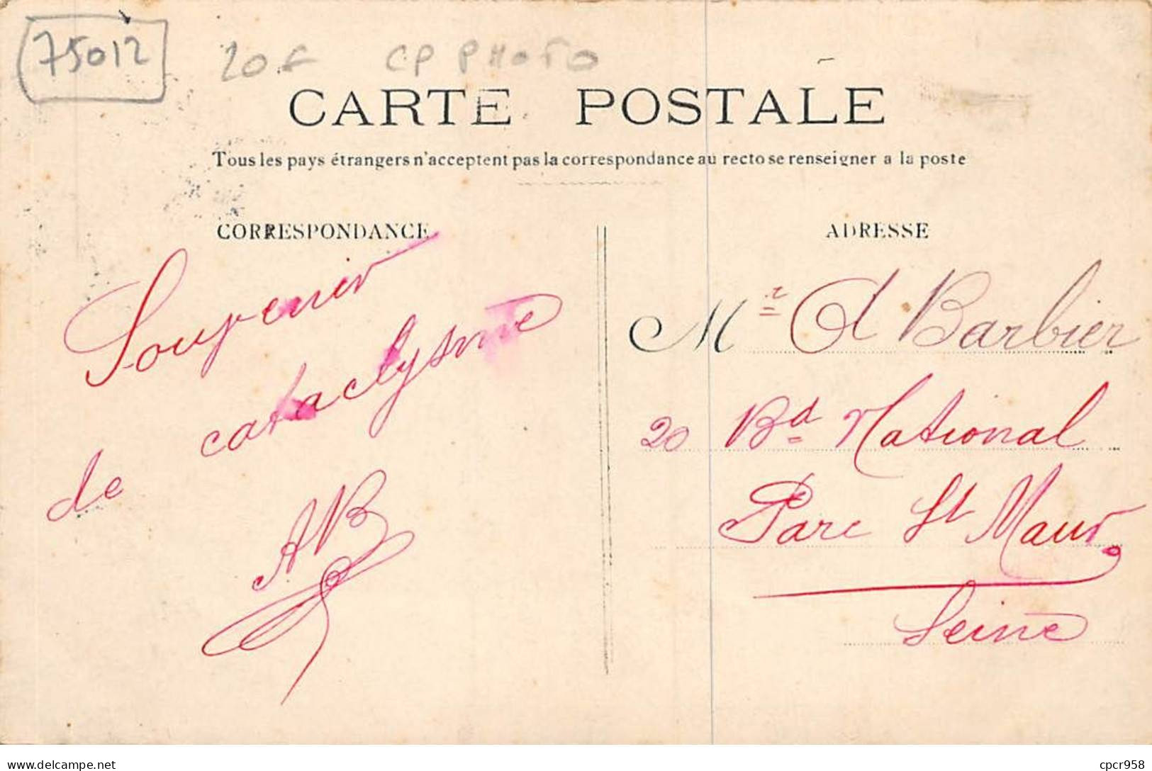 75012 - N°90533 - PARIS - Bercy - Pasquier, Paul Vazeille... - Inondations 1910 - Carte Photo - Distretto: 12