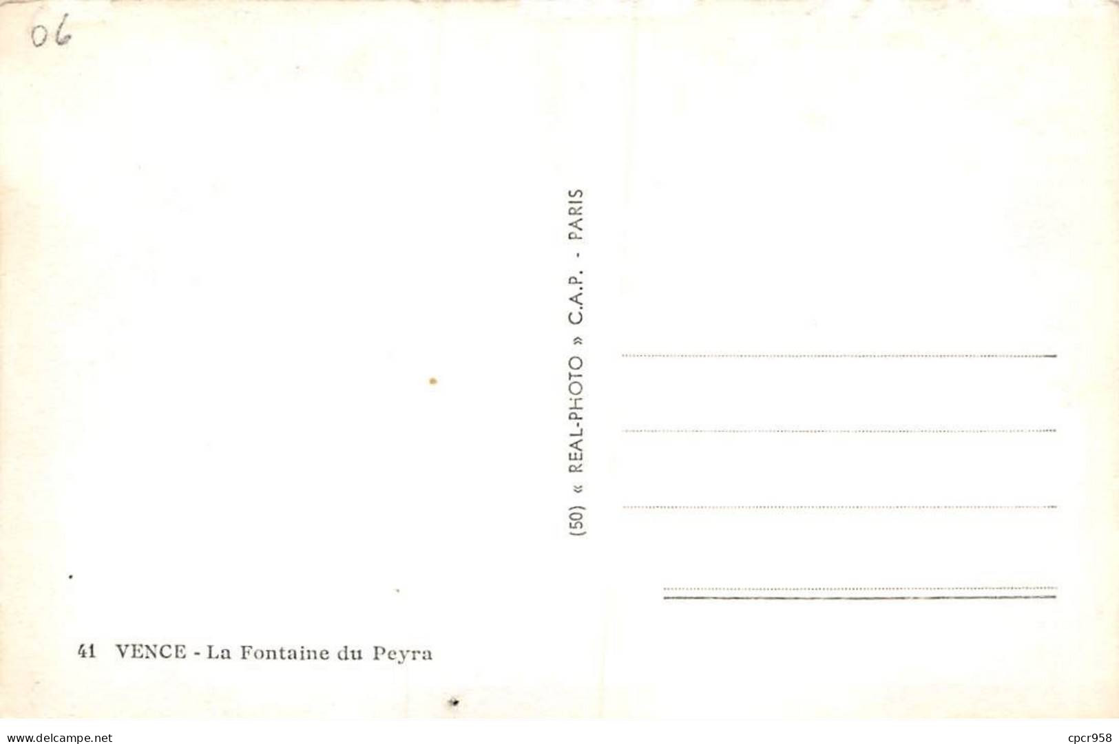 06. San67857. Vence. Fontaine Du Peyra N°41. Edition Real Photo. Cpsm 9X14 Cm. - Vence