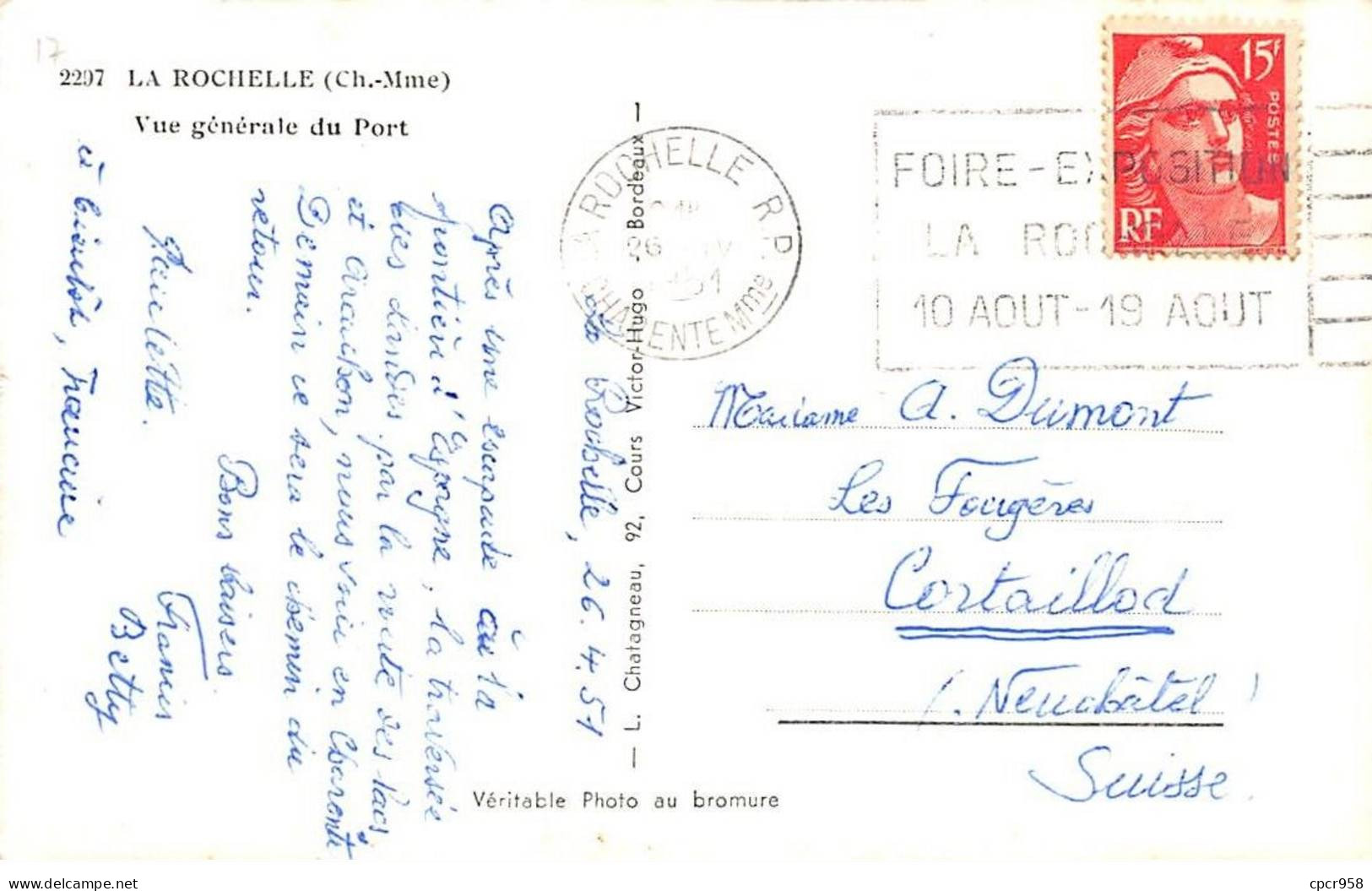 17. San67961. La Rochelle. Vue Générale Du Port. N°2297. Edition Chatagneau. Cpsm 9X14 - La Rochelle