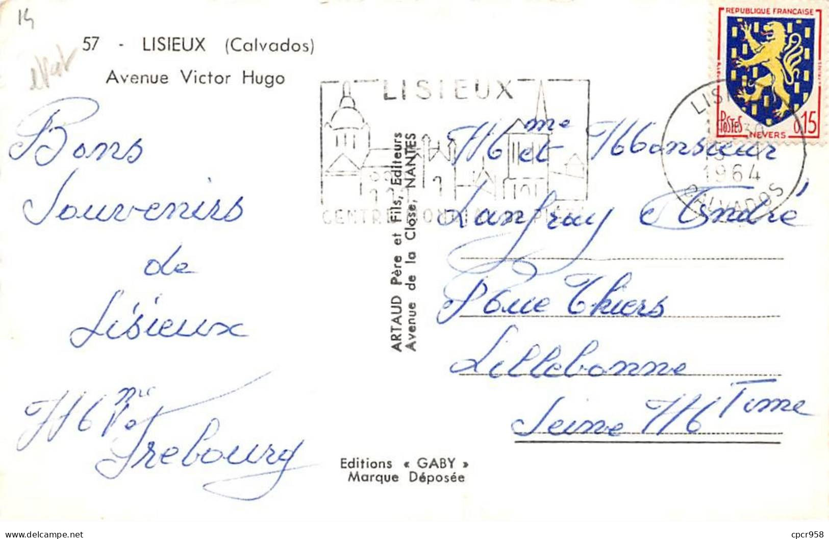 14. San67929. Lisieux. Avenue Victor Hugo. N°57. Edition Gaby. Artaud Père Et Fils éditeurs. Cpsm 9X14 Cm. - Lisieux