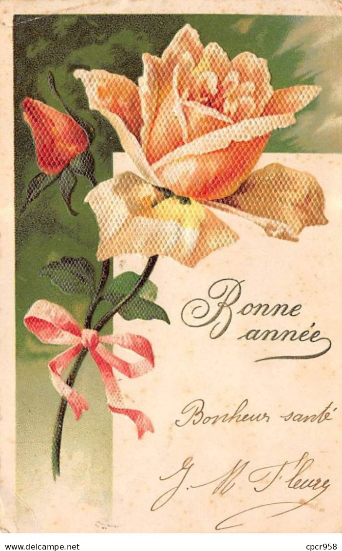 Nouvel An - N°91254 - Bonne Année - Belle Rose - Carte Gaufrée - Nouvel An