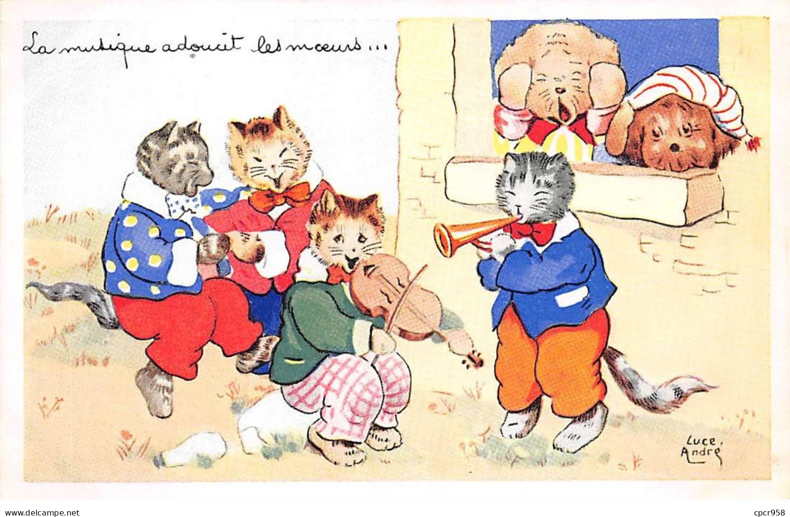 Animaux - N°91236 - Chat - Luce André - La Musique Adoucit Les Moeurs ... - Chats Et Chiens Habillés - Chats