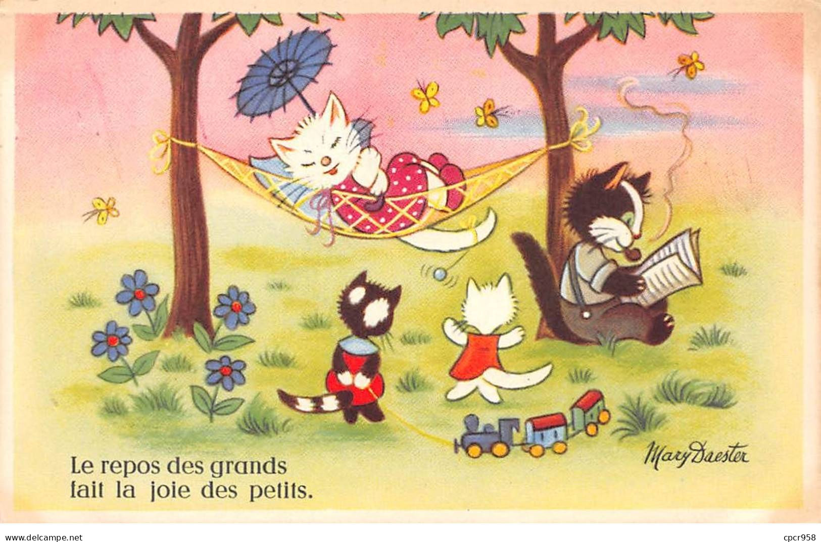 Animaux - N°91224 - Chat - Mary Daester - Le Repos Des Grands Fait La Joie Des Petits - Chats Habillés - Chats