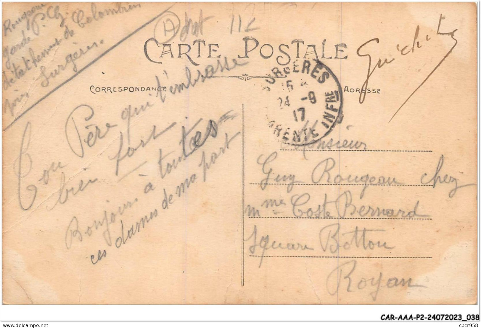 CAR-AAAP2-17-0100 - SURGERES - La Gendarmerie - Carte Vendue En L'etat - Surgères