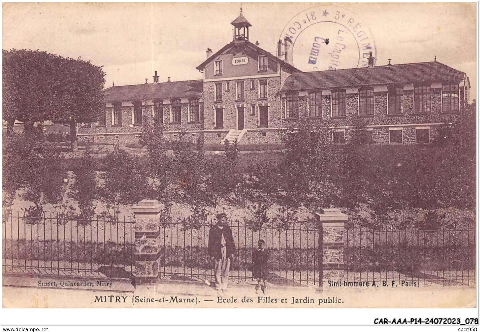 CAR-AAAP14-77-1049 -  MITRY-MORY - Ecole Des Filles Et Jardin Public  - Mitry Mory