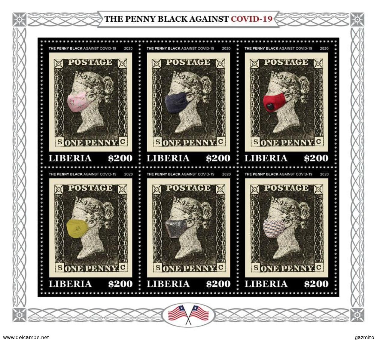 Liberia 2020, Against Covid, Penny Black, 6val In BF - Enfermedades