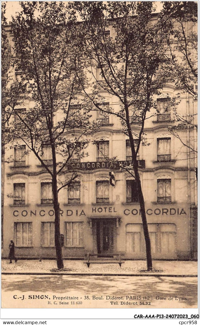 CAR-AAAP13-75-0966 - PARIS XII - Concordia Hotel - C-J SIMON, Proprietaire - Cafés, Hotels, Restaurants