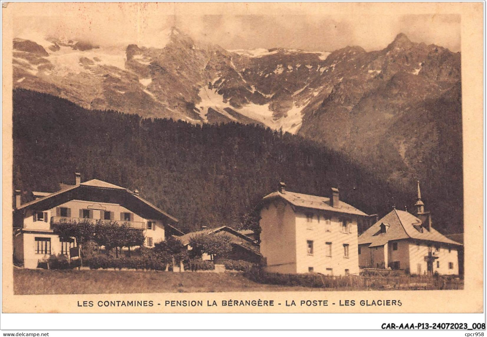 CAR-AAAP13-74-0940 - LES CONTAMINES - Pension La Berangere  -La Poste, Les Glaciers - Contamine-sur-Arve