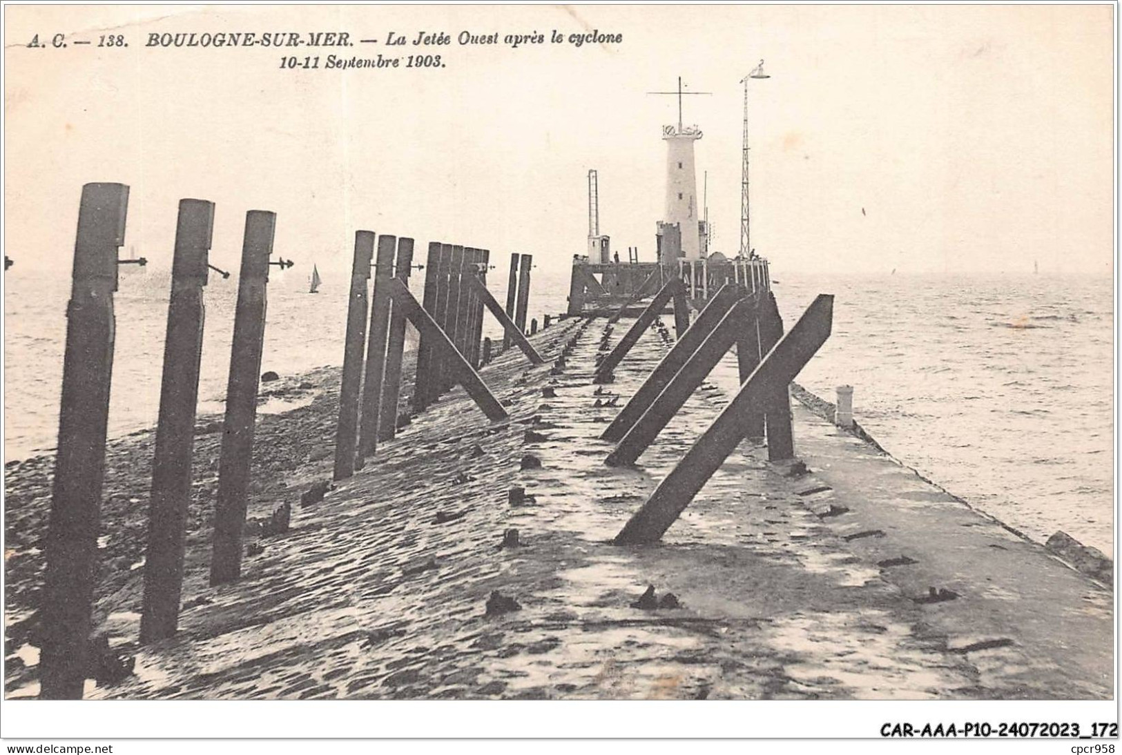 CAR-AAAP10-62-0774 - BOULOGNE-SUR-MER - La Jétée Ouest Après Le Cyclone 10-11 Septembre 1903 - Boulogne Sur Mer