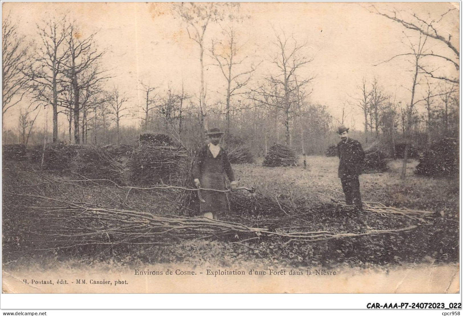 CAR-AAAP7-58-0465 - Environs De COSNE - Exploitation D'une Foret Dans La Nievre - Metier - Carte Pliee, Vendue En L'etat - Cosne Cours Sur Loire