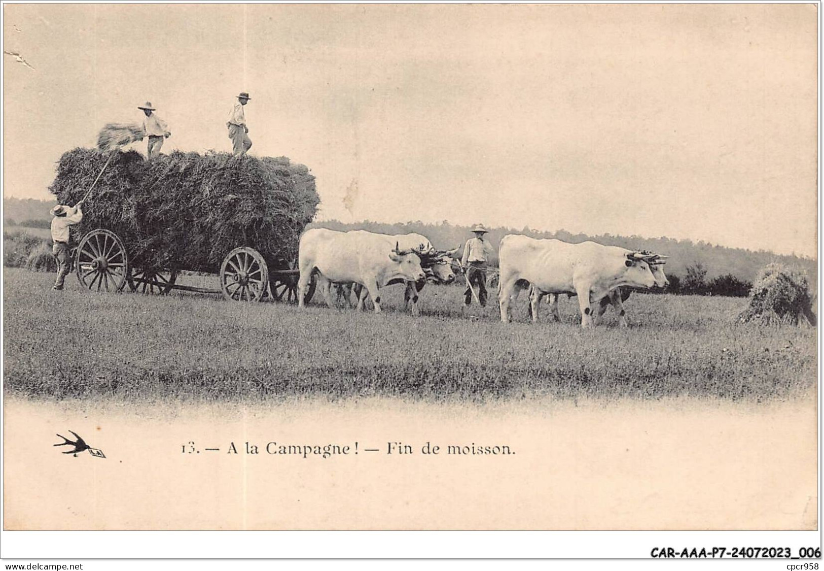 CAR-AAAP7-58-0457 - A La Campagne - Fin De Moisson - Agriculture, Attelage De BïÂ¿Â½ufs - Autres & Non Classés
