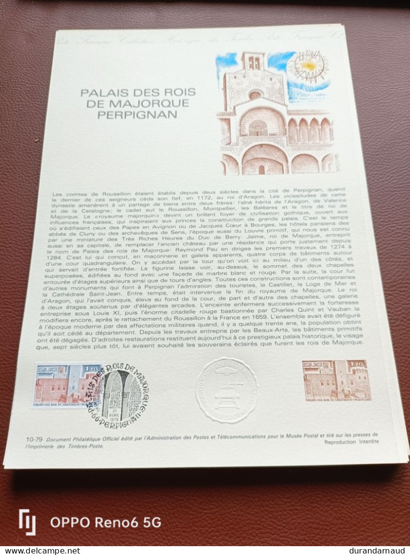 Document Philatelique  PALAIS DES ROIS DE MAJORQUE 10/1979 - Documenten Van De Post