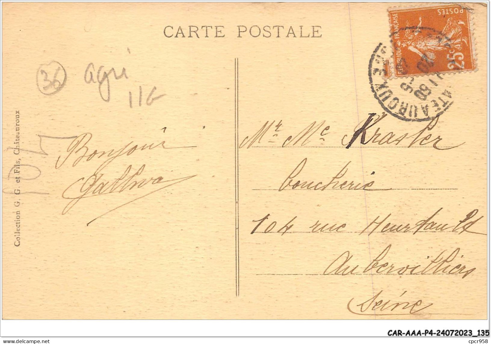 CAR-AAAP4-36-0299 - VILLEDIEU - Château Du Puy - Agriculture - Otros & Sin Clasificación