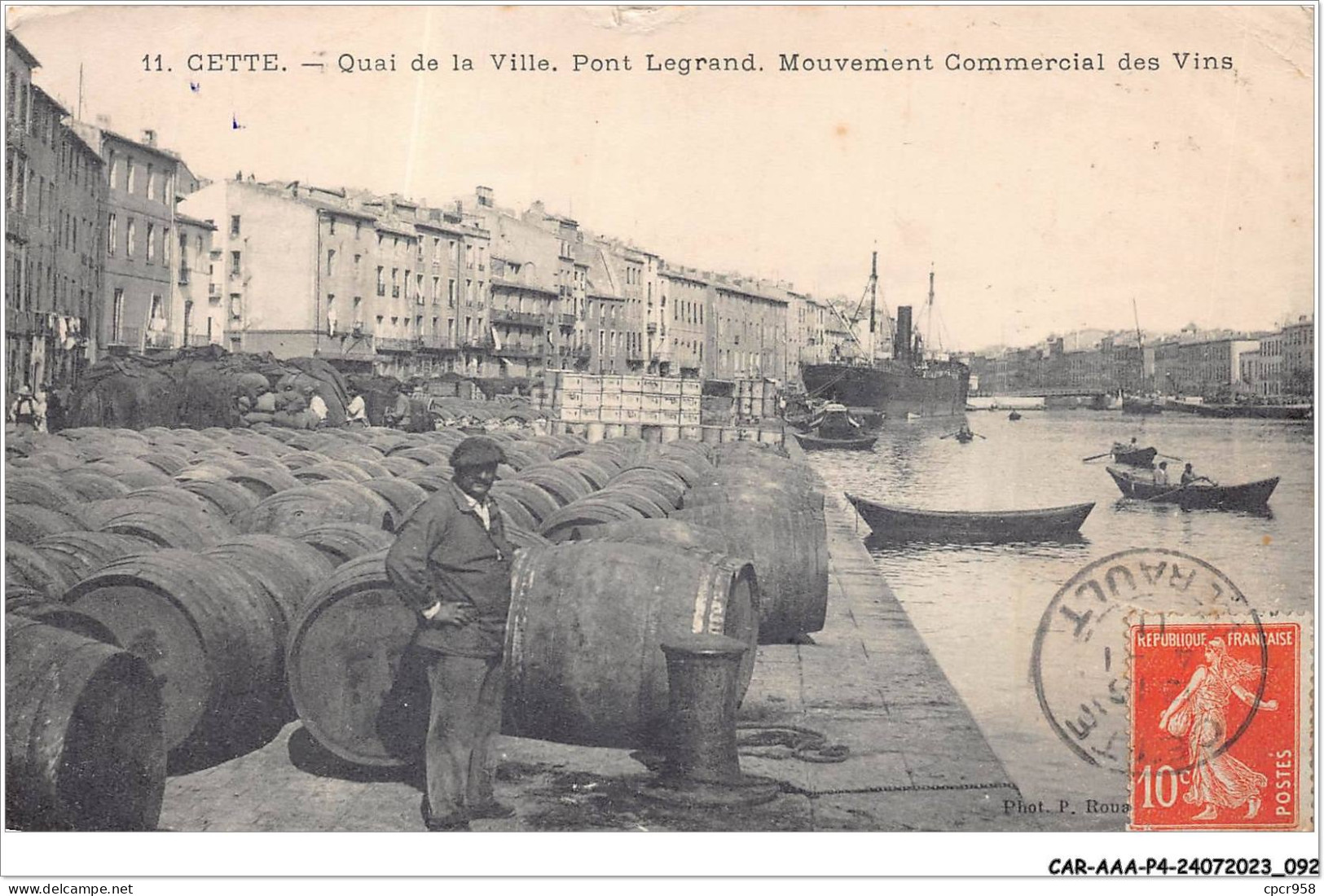 CAR-AAAP4-34-0278 - CETTE - Quai De La Ville - Pont Legrand - Mouvement Commercial Des Vins - Sete (Cette)