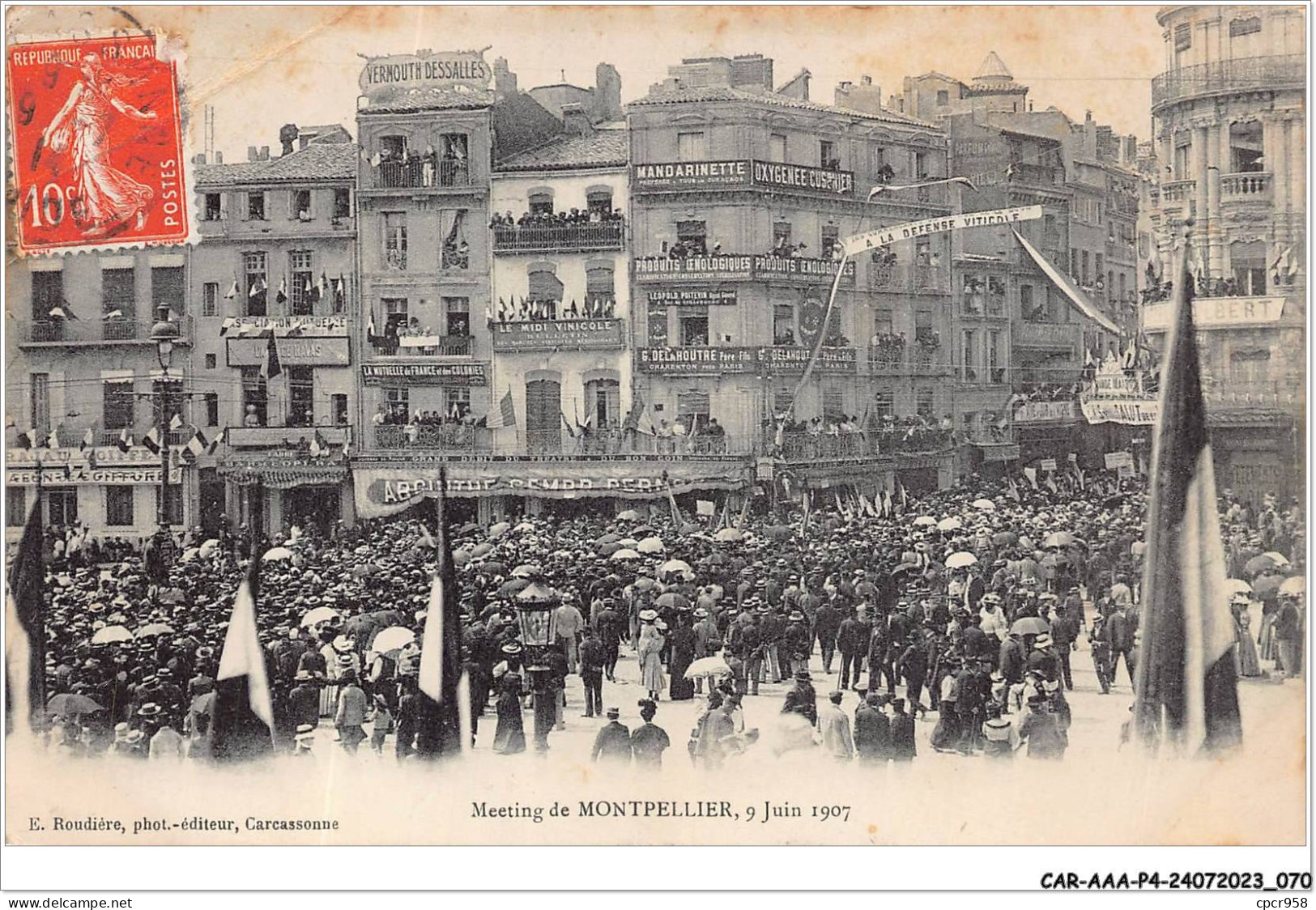 CAR-AAAP4-34-0267 - Meeting De MONTPELLIER - 9 Juin 1907 - Commerces - Carte Vendue En L'etat - Montpellier