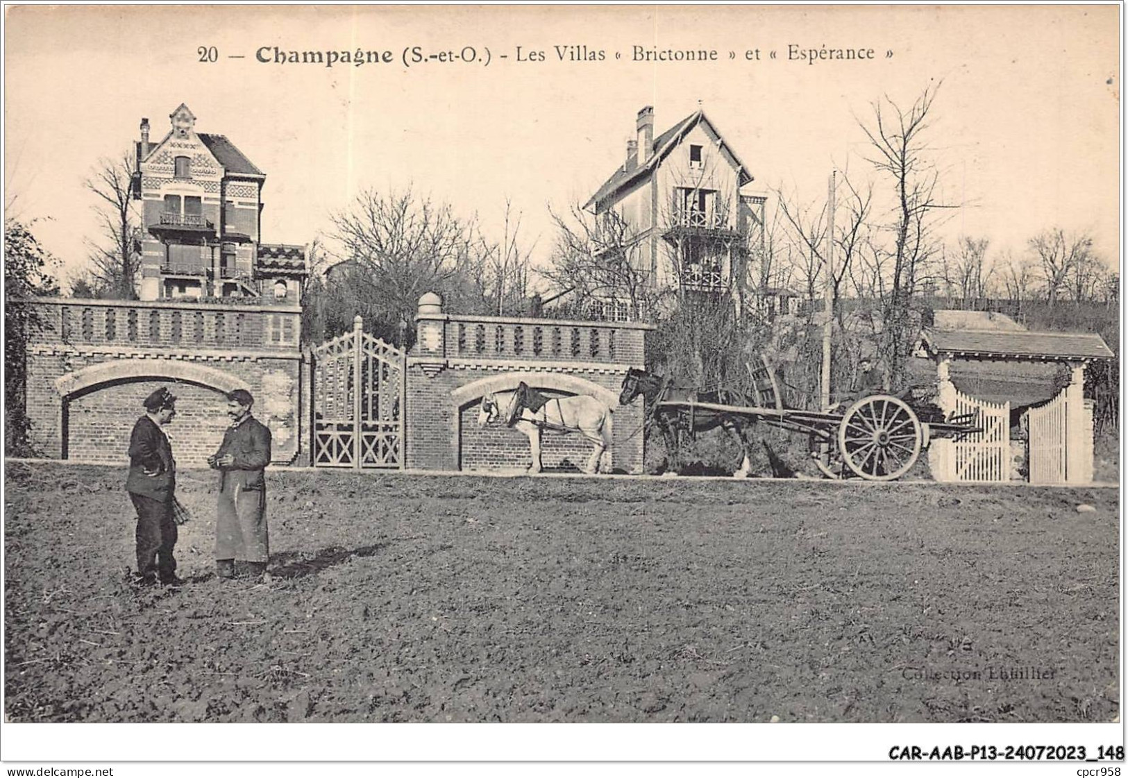 CAR-AABP13-95-1061 - CHAMPAGNE - Les Villas Brictonne Et Espérance - Attelage Fermier - Champagne Sur Oise