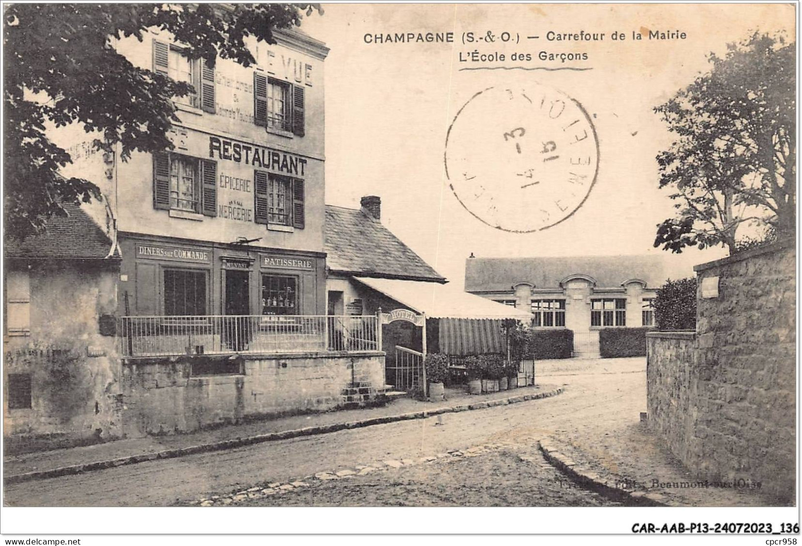 CAR-AABP13-95-1055 - CHAMPAGNE - Carrefour De La Mairie - L'école Des Garçons - Champagne Sur Oise