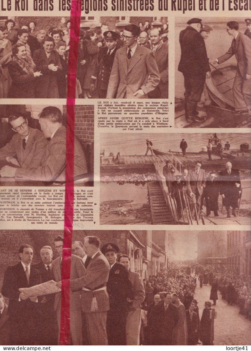 Visite Roi à Wintham, Hingene, Bornem - Inondations - Orig. Knipsel Coupure Tijdschrift Magazine - 1953 - Unclassified