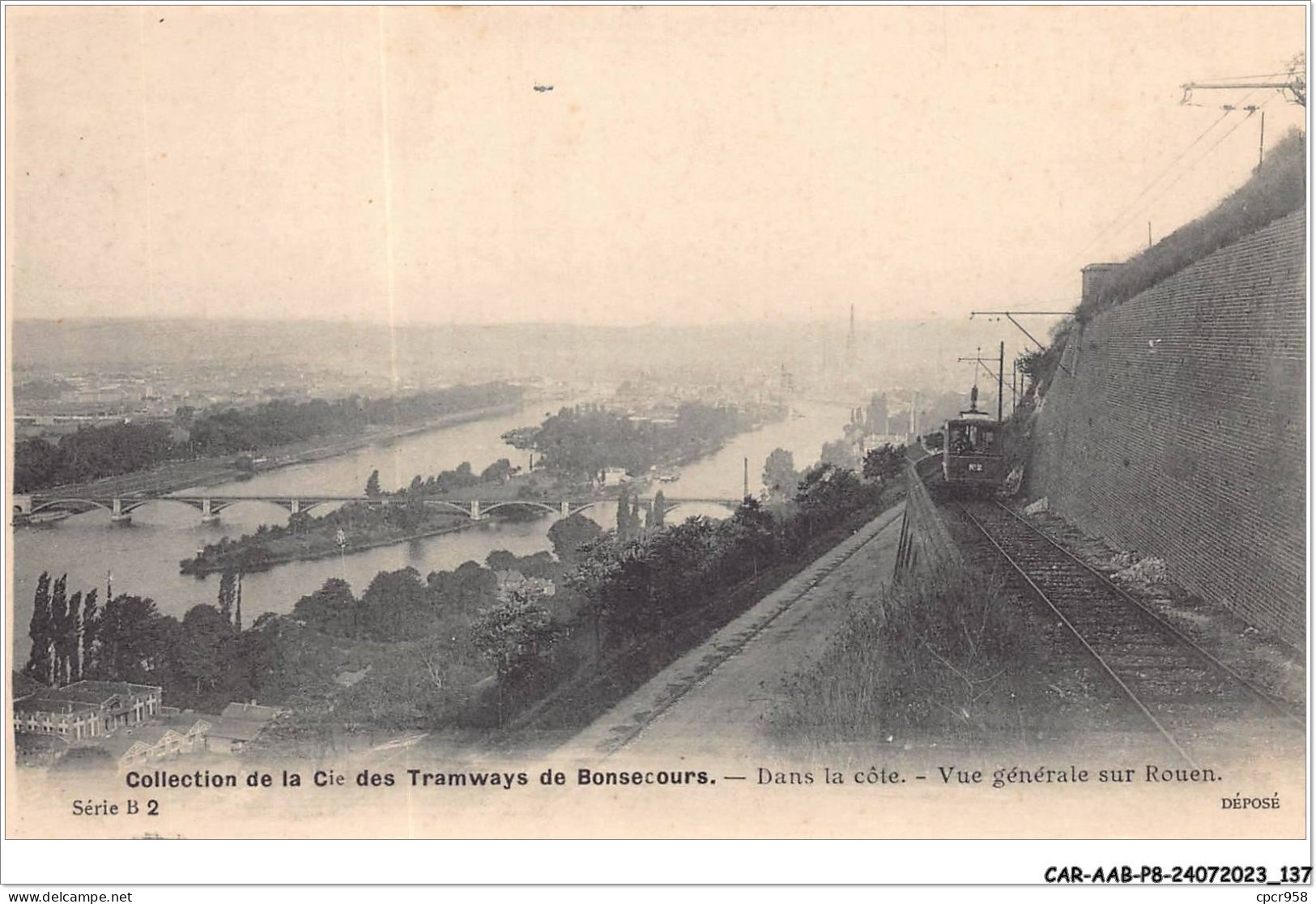 CAR-AABP8-76-0642 - Collection De La Cie Des Tramways De BONSECOURS - Dans La Côte - Vue Générale Sur Rouen - Bonsecours