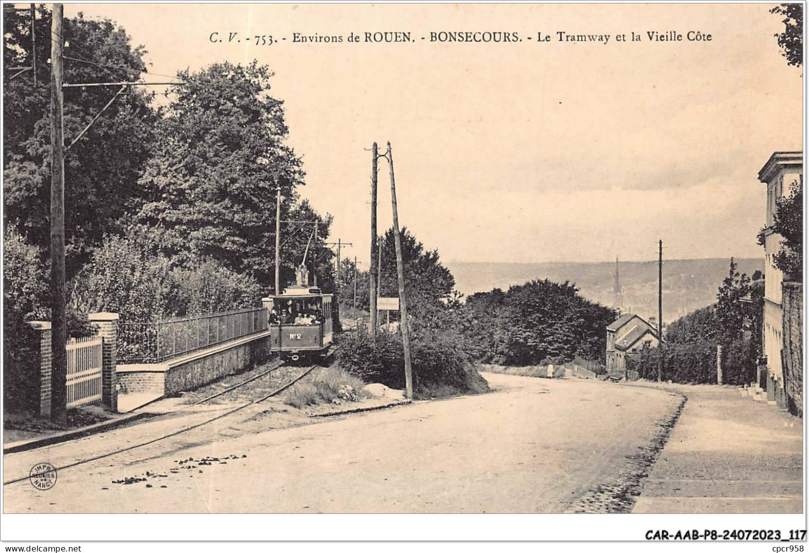 CAR-AABP8-76-0632 - Environs De ROUEN - BONSECOURS - Le Tramway Et La Vieille Côte - Bonsecours