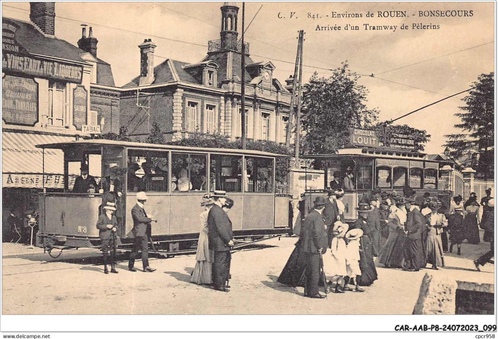 CAR-AABP8-76-0623 - Environs De ROUEN - BONSECOURS - Arrivée D'un Tramway De Pélerins - Bonsecours