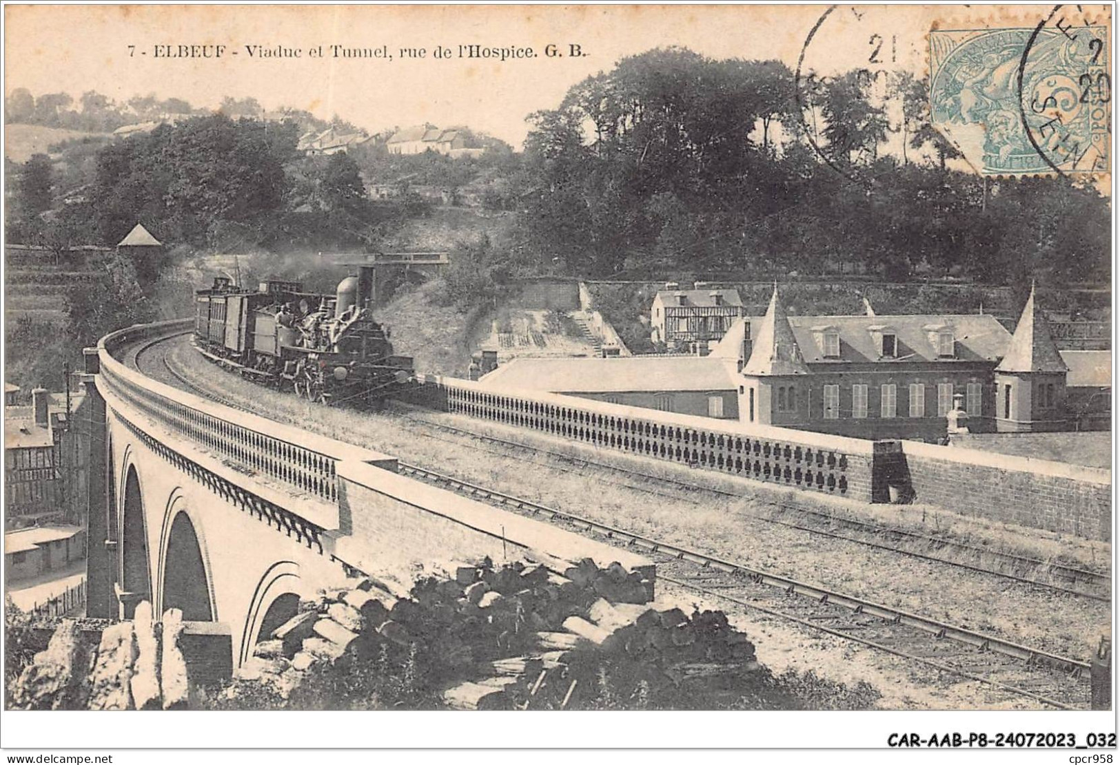 CAR-AABP8-76-0589 - ELBEUF - Viaduc Et Tunnel - Rue De L'hospice - Train - Elbeuf