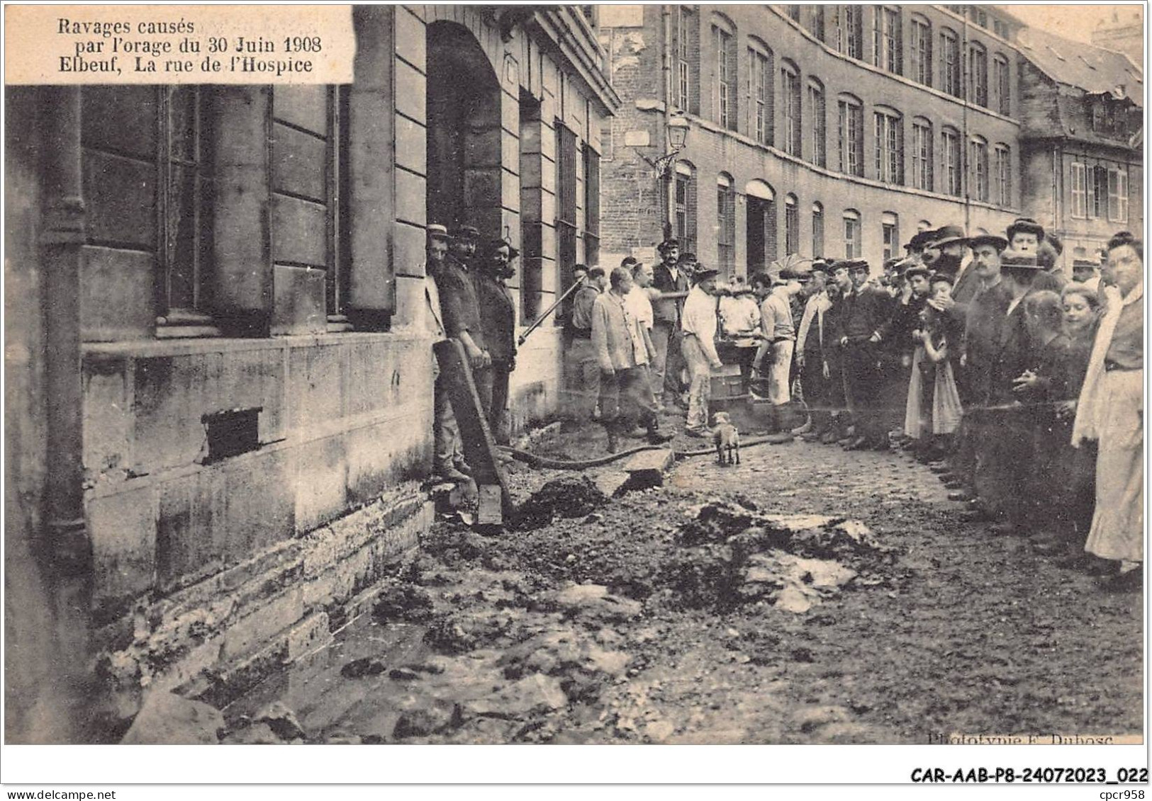 CAR-AABP8-76-0584 - ELBEUF - Ravages Causés Par L'orage Du 30 Juin 1908 - La Rue De L'hospice - Elbeuf