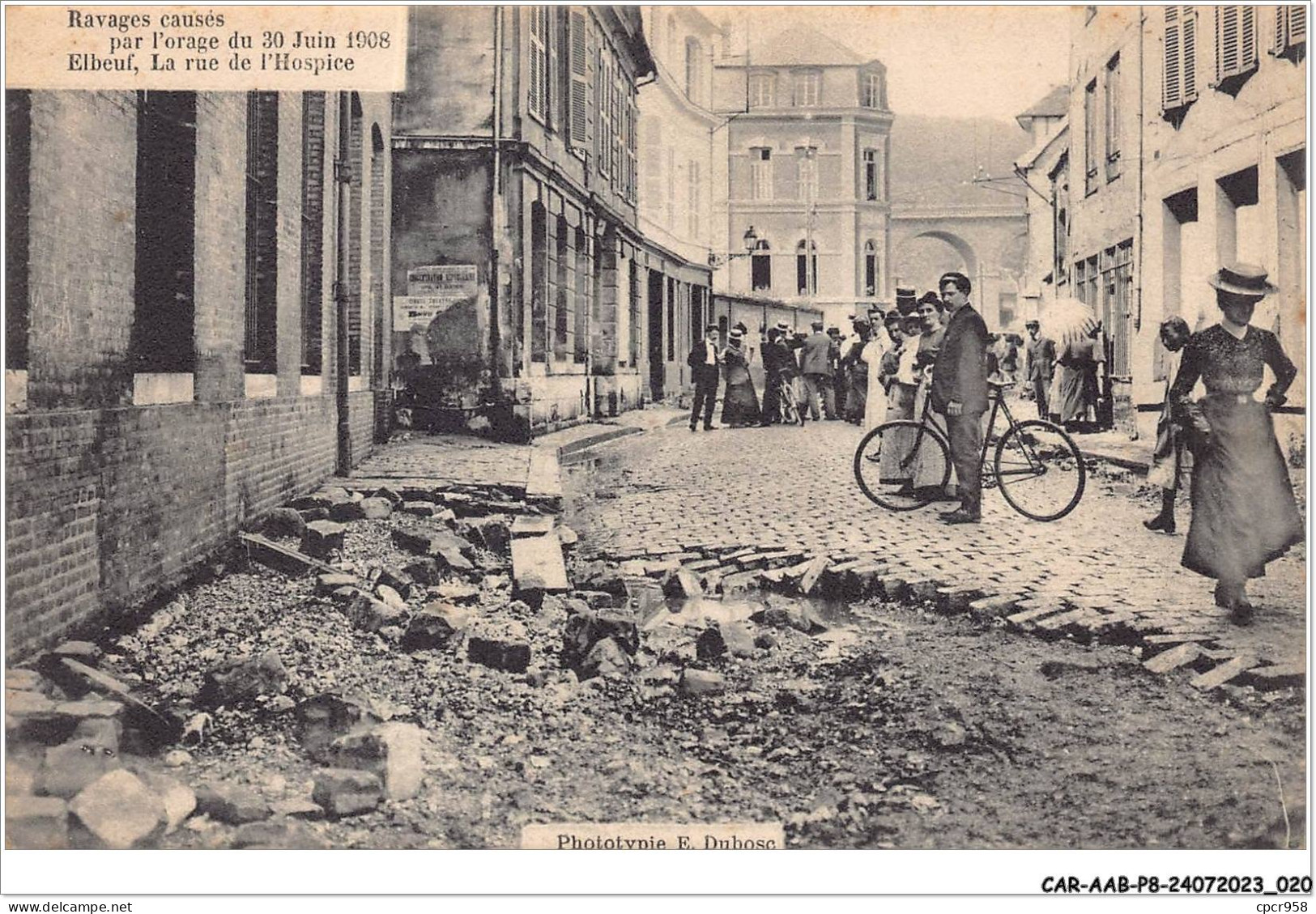 CAR-AABP8-76-0583 - ELBEUF - Ravages Causés Par L'orage Du 30 Juin 1908 - La Rue De L'hospice - Elbeuf