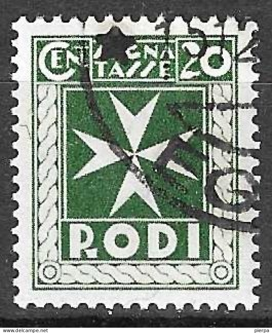 RODI - 1934 - SEGNATASSE - CENT. 20 - USATO (YVERT TX 3 - MICHEL PD 3 - SS SG 3) - Egeo (Rodi)