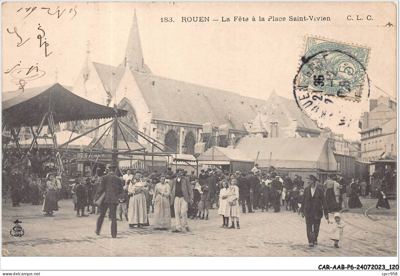 CAR-AABP6-76-0466 - ROUEN - La Fete A La Place Saint Viven - Manege - Rouen