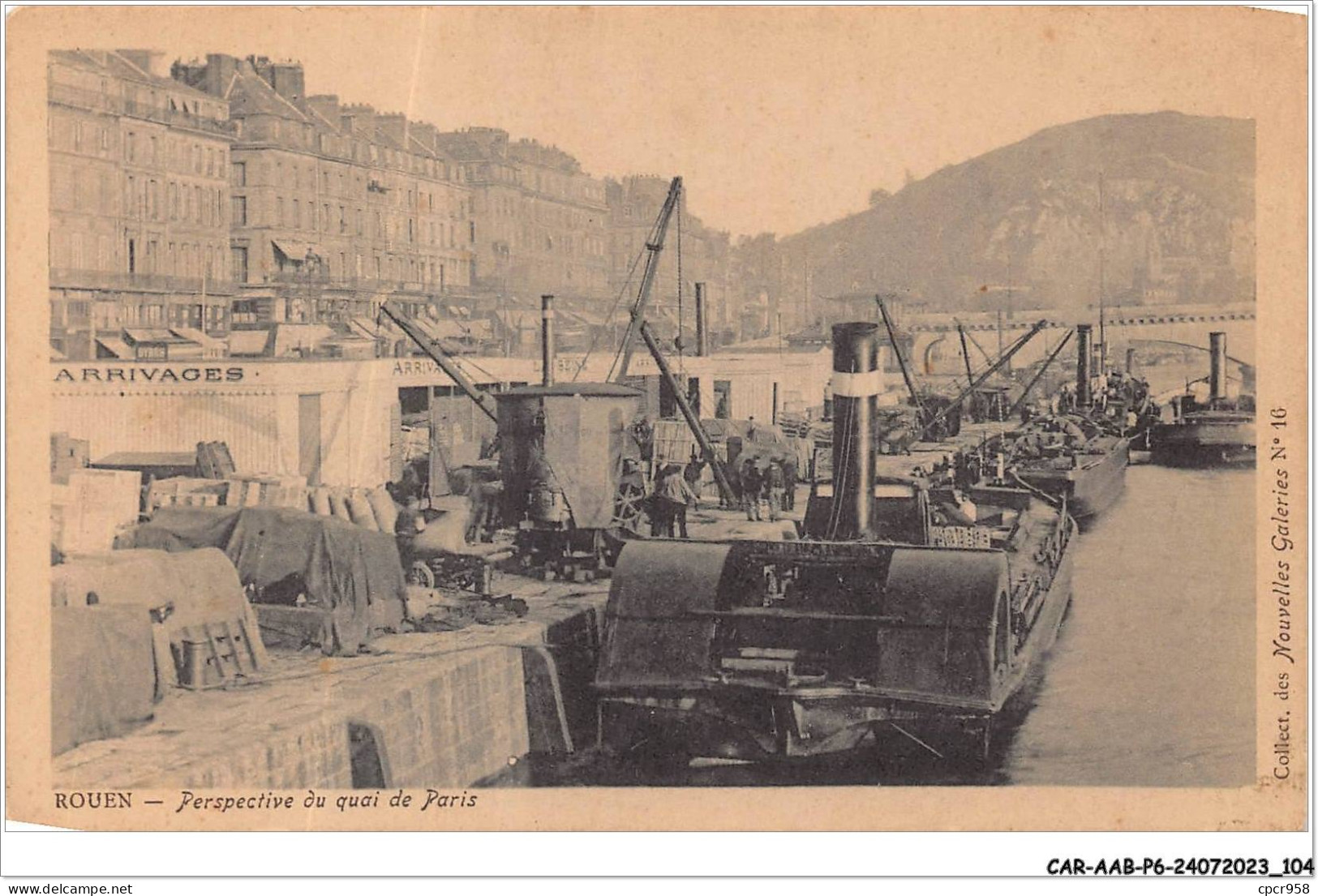 CAR-AABP6-76-0458 - ROUEN - Perspective Du Quai De Paris - Peniches - Rouen